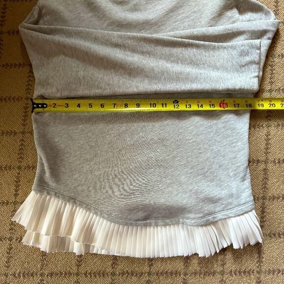 J. Crew gray long sleeved crew neck sweatshirt w layered pleated silk hem M NWOT - Picture 11 of 12
